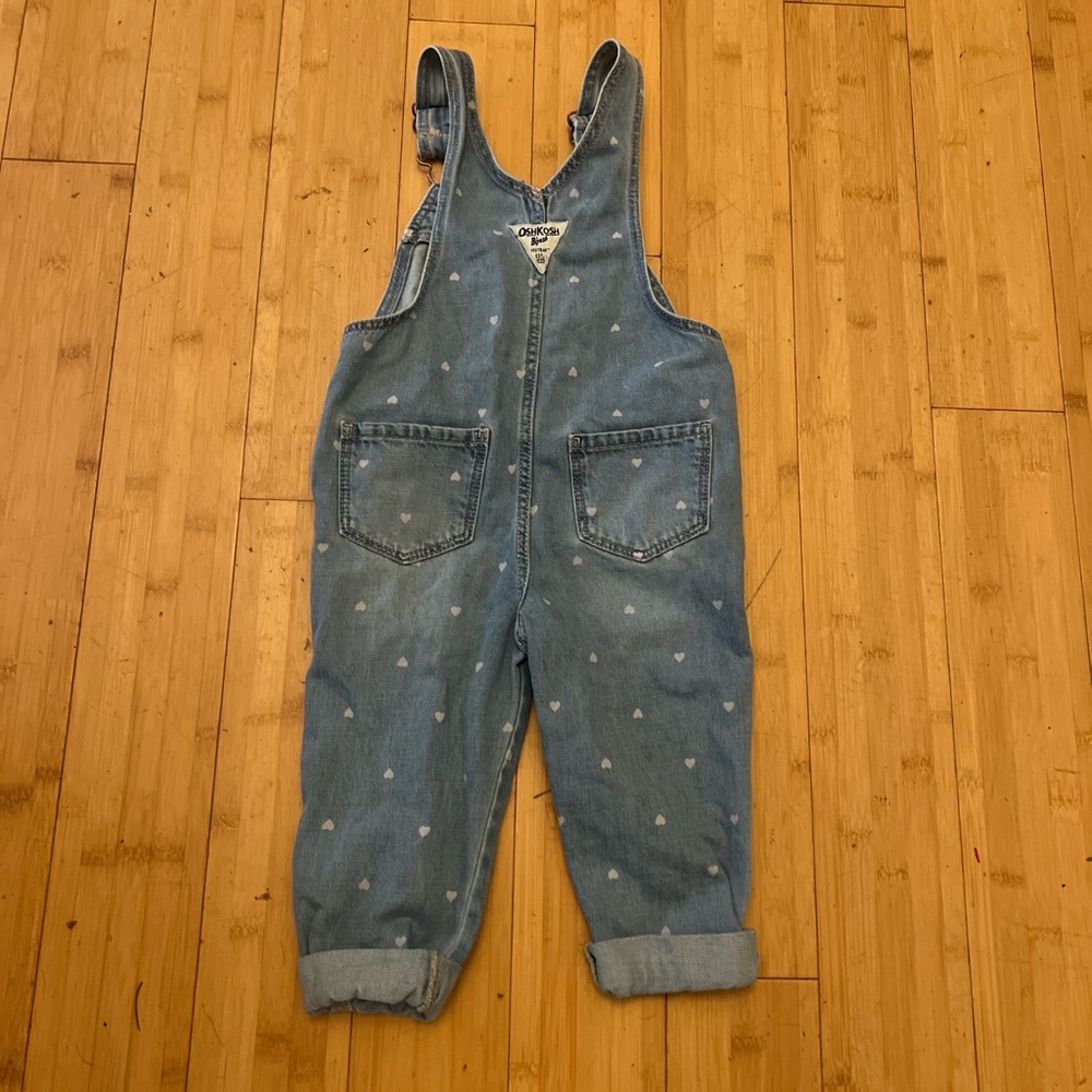 OshKosh B'gosh Light Blue Kids Overalls with Heart Pattern - Picture 2 of 2